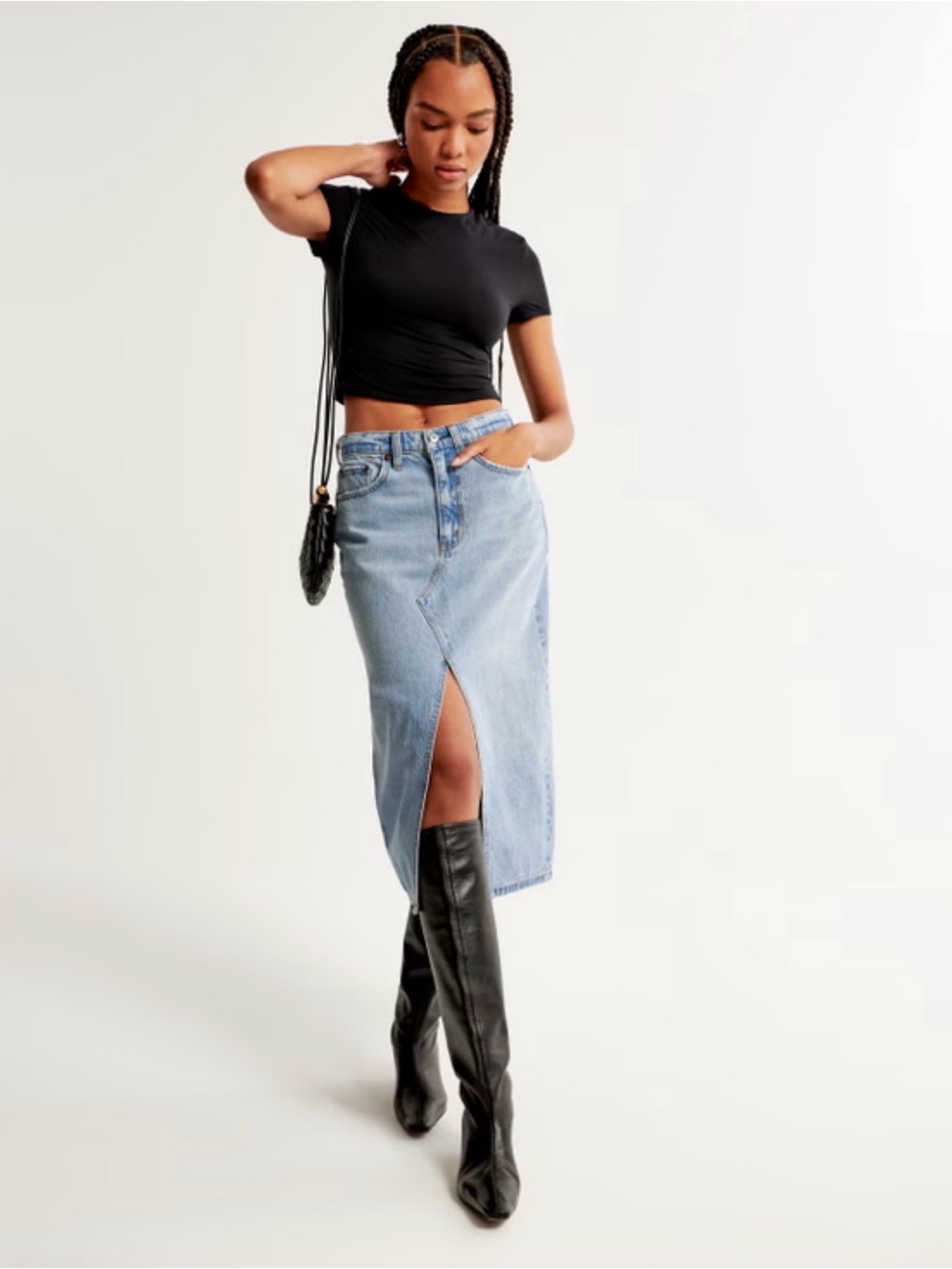 Abercrombie denim midi skirt
